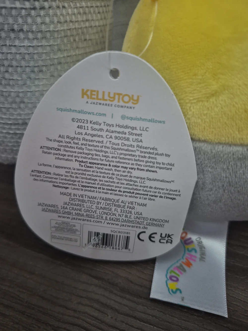Original Squishmallows Yellow Gray Cockatiel Plush - Charlize